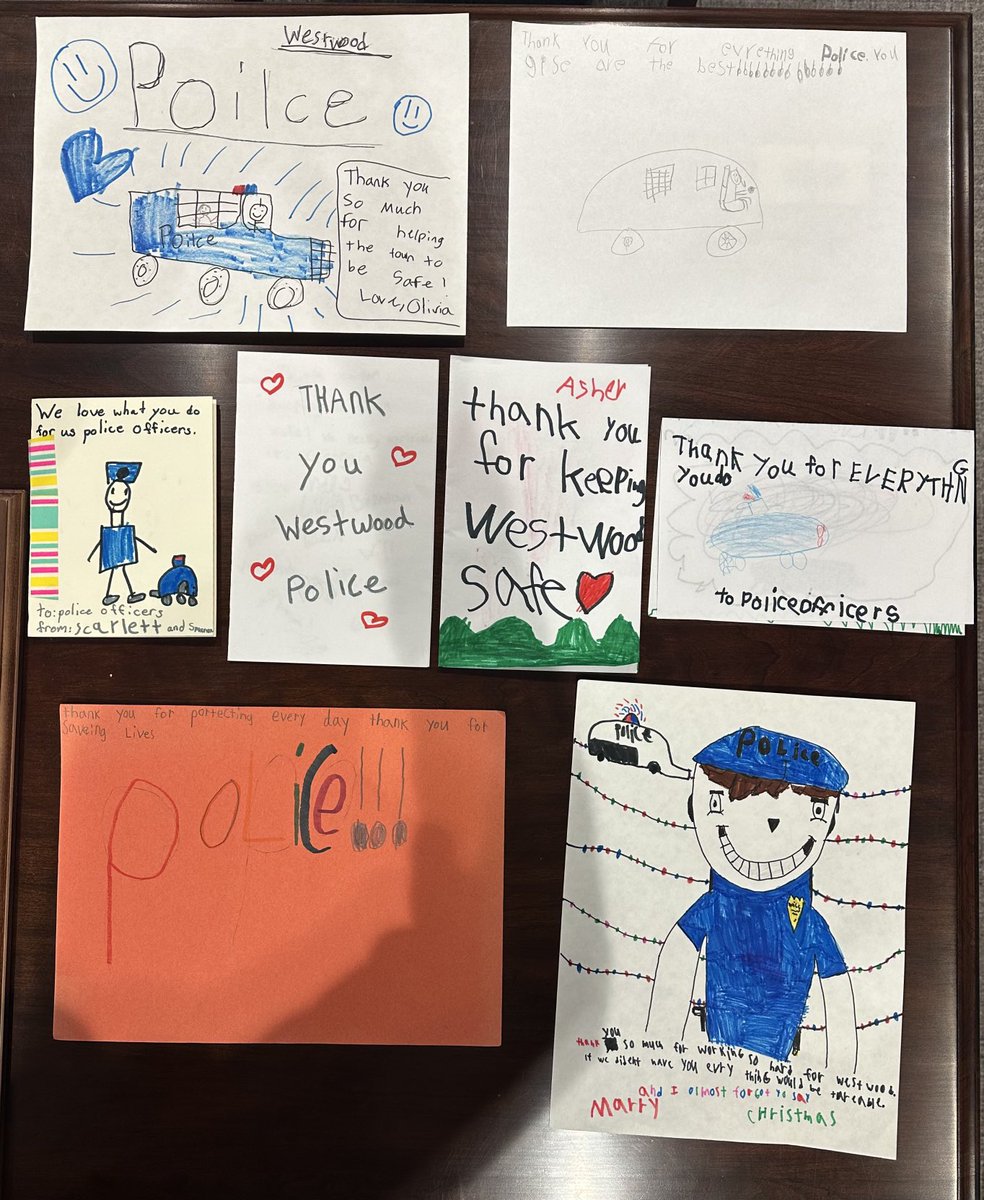 Thank you to our awesome ⁦@westwood_ps⁩ students, staff & families from the Pine Hill School for our amazing cards, notes, pictures and gift card to ⁦@IslingtonPizza⁩. We are VERY GRATEFUL to be here in ⁦@TownofWestwood⁩ with all of you! ❤️🍕