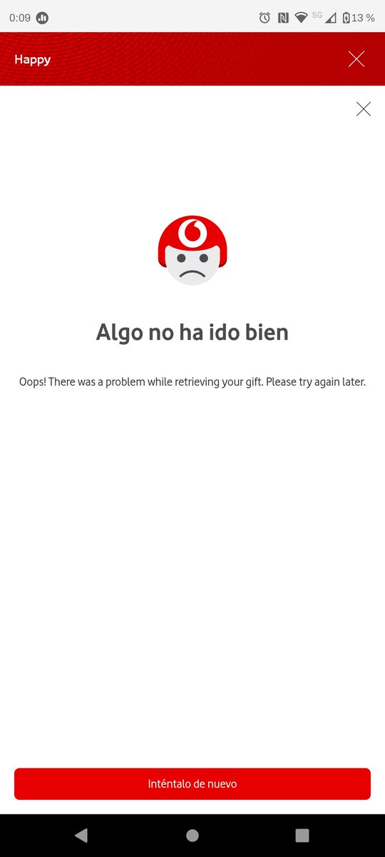 JesusABM's tweet photo. Una falta de respeto lo de ustedes @vodafone_es . Participé en el miercoyes para ganar el premio, giré la ruleta, cayó en el premio y luego me aparece este error y no lo pude reclamar. Una burla https://t.co/ejVmDRFdlc