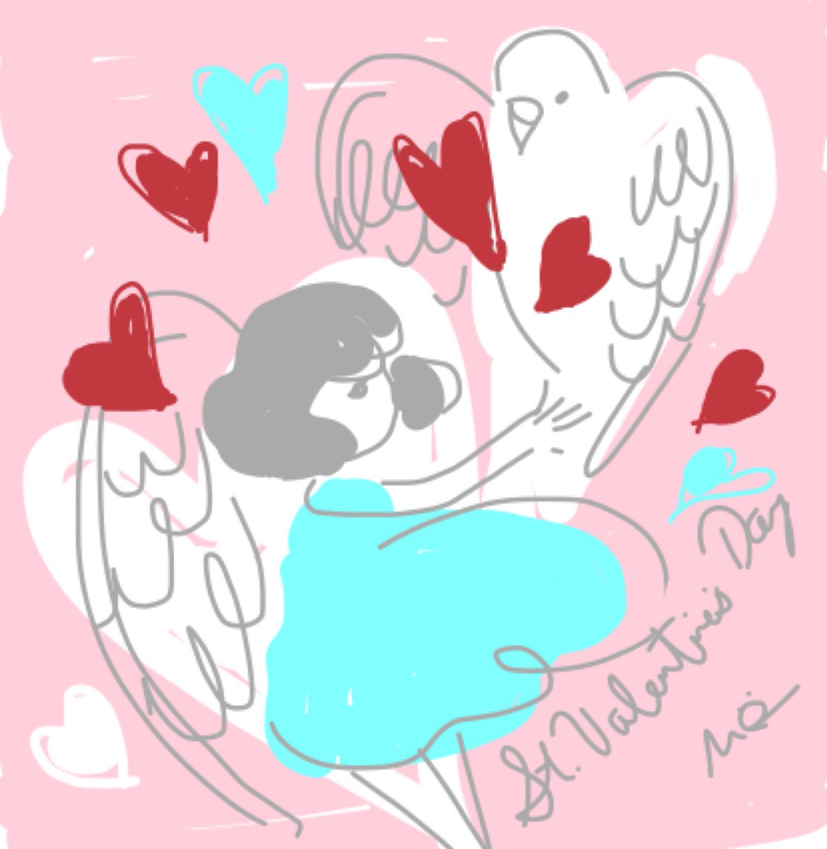「今日は #バレンタインデーhappy valentine's day 」|オクムラミチヨのイラスト