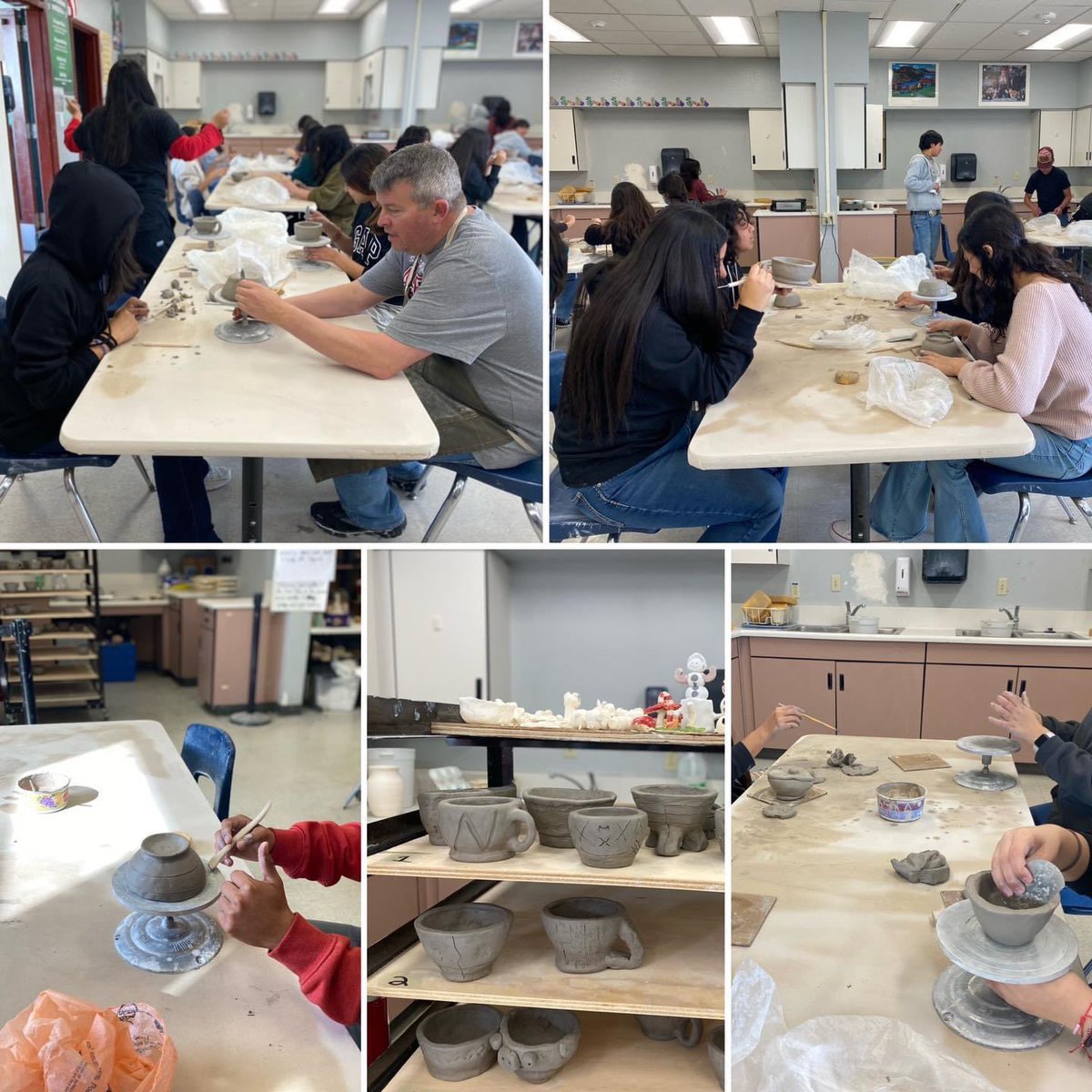 Mr. Berg sits with his students and offers encouragement and advice as they mold clay sculptures. Each student is focused on their unique creation. 👩‍🎨🧑‍🎨
#thegrizzlyway #greenfieldguaranteed #AllMeansAll #ThisisGUSD #ProudToBeGUSD