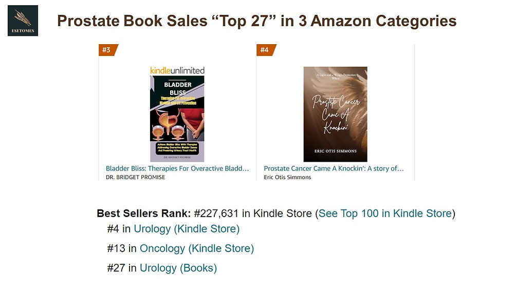 esimmonsauthor's tweet photo. Prostate Cancer Came A Knockin’ Sales: Last week, “Prostate Cancer Came A Knockin’” eBook sales were in the “Top 27” in 2 Urology and 1 Oncology categories on https://t.co/i5ucLN37zA, ESE,... https://t.co/7Id1d4nE3S https://t.co/YTsPhCGwET