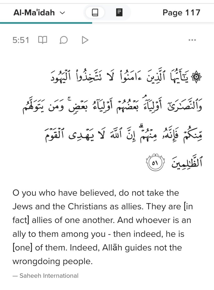 @GrizzMiss @Archypunished Genuine question here. If someone said these things to you would you consider them a nazi or if someone said that they believe in those things? 1st one is hadith which is the words of prophet Mohammed (pbuh) and the other one is from the Quran.