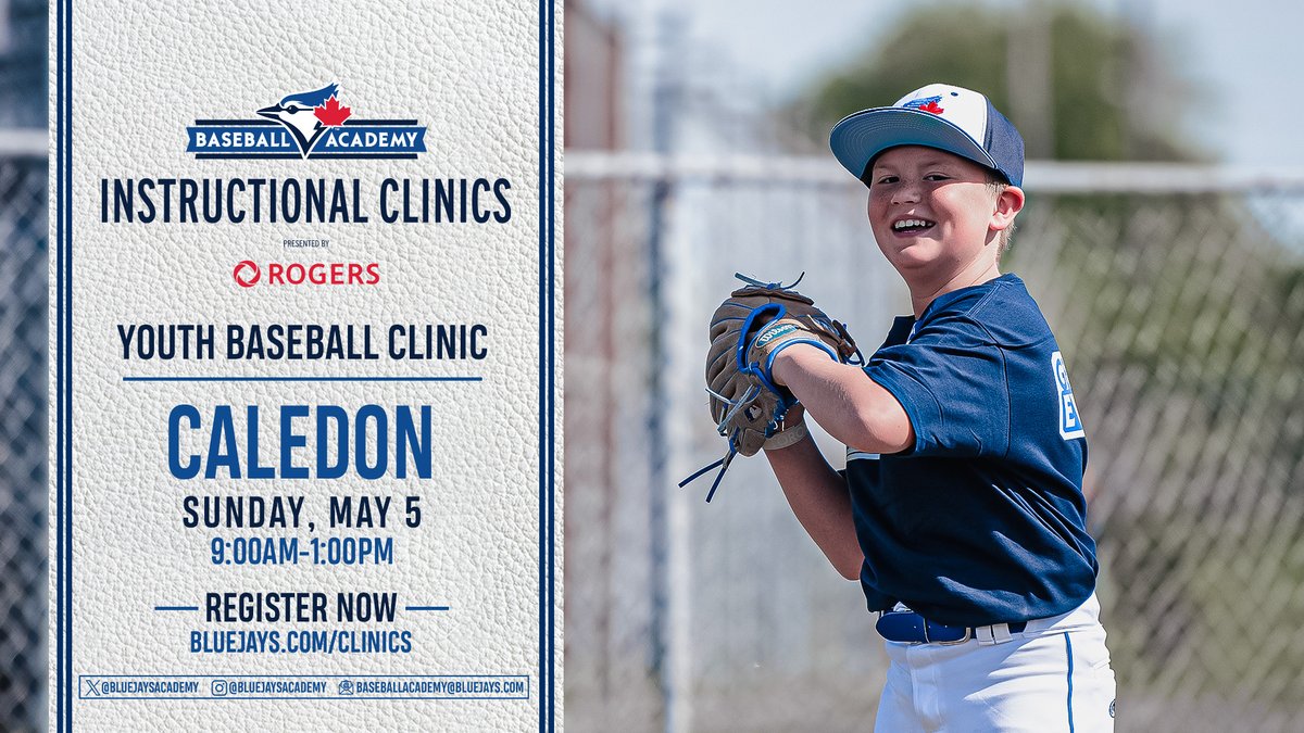 The Blue Jays Baseball Academy is coming to Caledon and registration is now OPEN! Visit bluejays.com/clinics