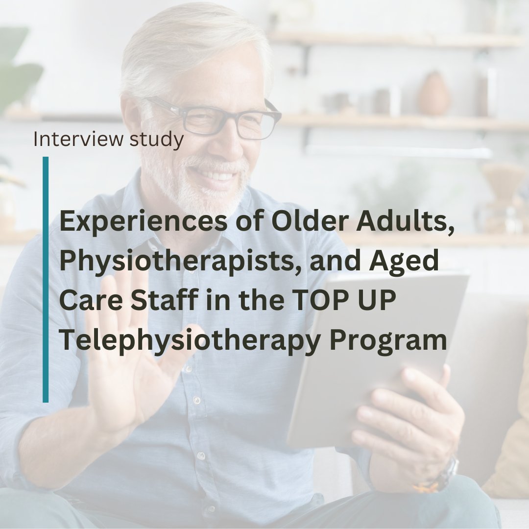 Can physiotherapy-led fall prevention and mobility programs be delivered by telehealth in aged care facilities? Results of an interview study about TOP UP led by PhD Candidate @dawson_rik is out now: aging.jmir.org/2024/1/e53010 @apaphysio @sydFMH_EMCR @SydneyLHD @syd_health