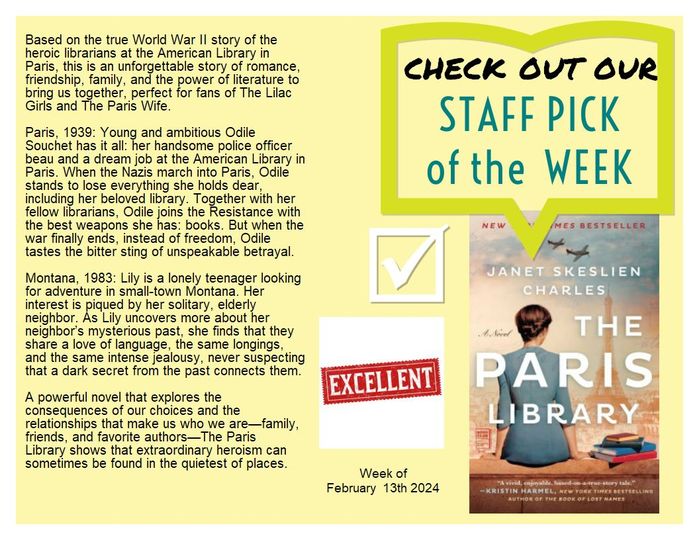 WawaLibrary's tweet image. #staffpick #theparislibrary #lovetoread