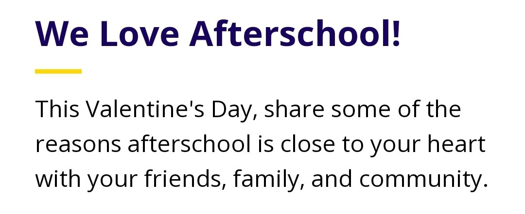 Why do you love afterschool programs? #iHeartAfterschool @afterschool4all @LACorps @LASchoolsEast @drrivas2022