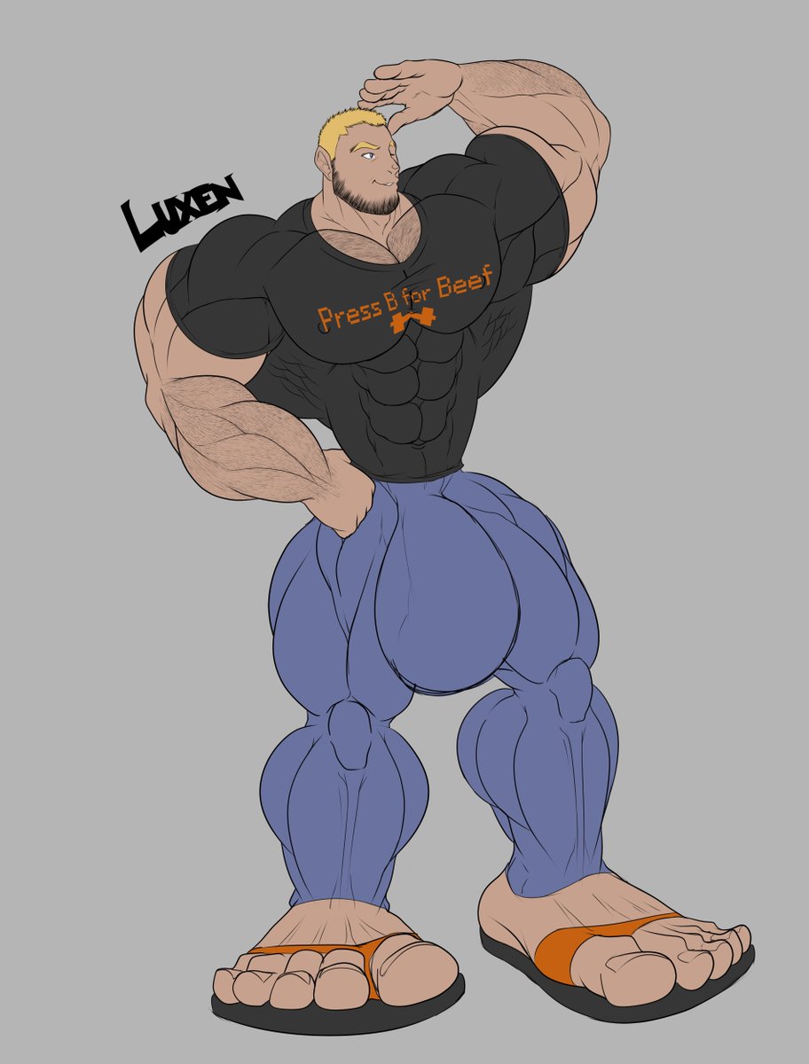The next OC commission that I had drawn for <a href="/XbikXBd/">Bd</a> was, iirc, a swole gamer dude (with a big bulge) called Xakery.