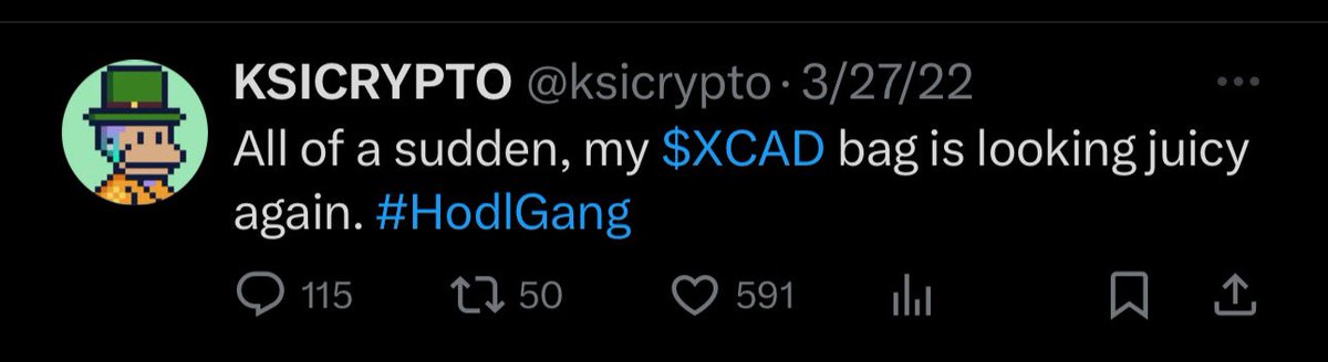 zachxbt's tweet photo. Remember when KSI posted 

“All of a sudden, my $XCAD bag is looking juicy again. #HodlGang” 

Then proceeded to dump $850,000 worth of XCAD over the following days from his wallet address. https://t.co/Gn6LMybQia
