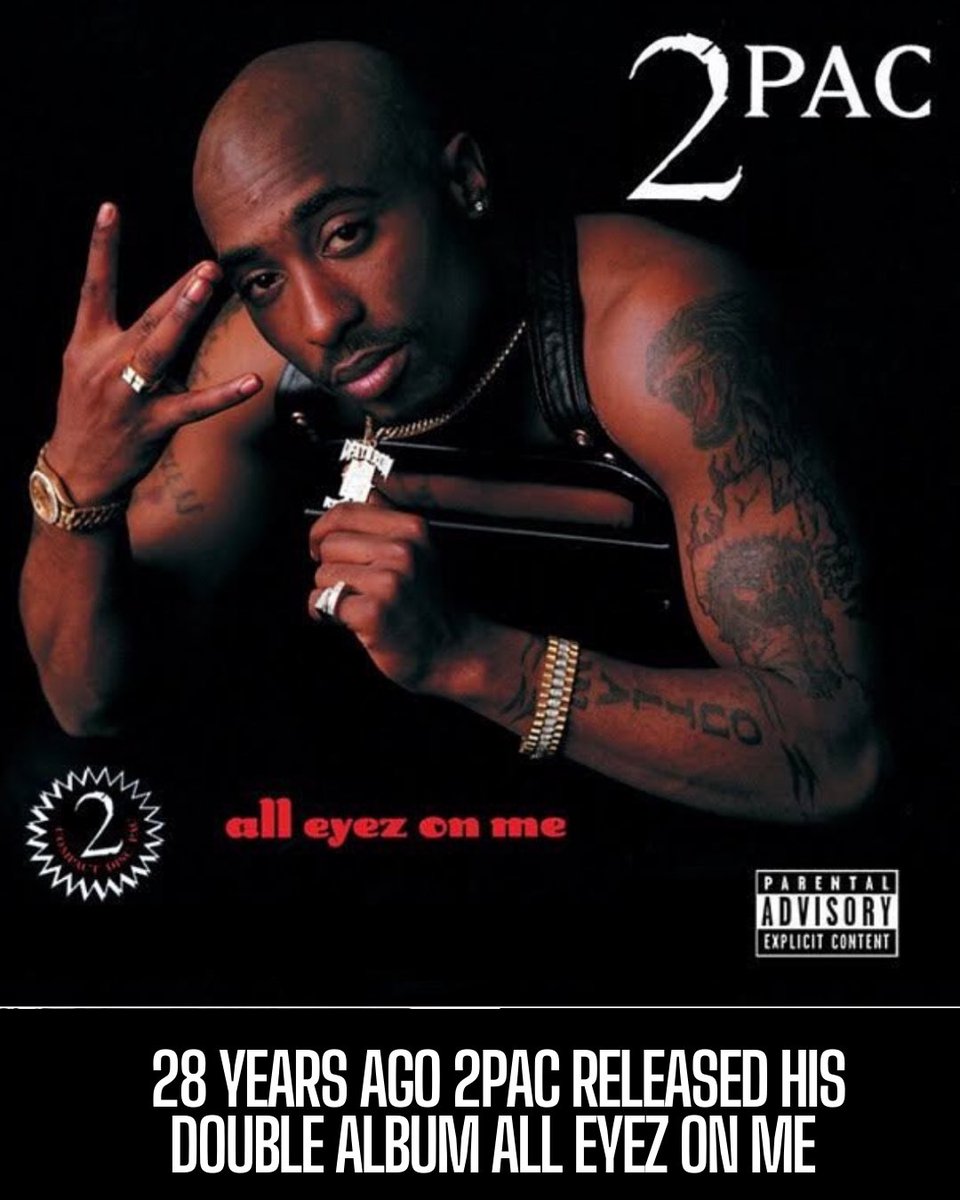 28 years ago #2Pac released his first double platinum album #AllEyezOnMe through #DeathRowRecords. The album included singles “California Love” and “How Do You Want It” and more. Salute 2Pac ✊🏾#hiphop #hiphopculture #tupac