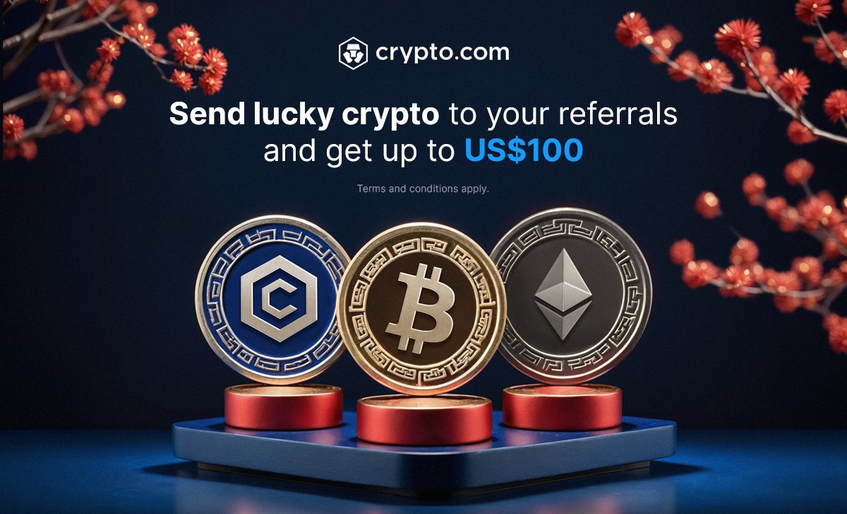 cryptocom's tweet image. 🧧 You have 3 days left to get US$25 by sending lucky crypto to your referrals! 🧧

1️⃣ Refer a friend 
2️⃣ Send them US$25 of crypto to get US$25 back

T&amp;amp;Cs apply

Learn More 👉 crypto.com/events/cdc-lny…