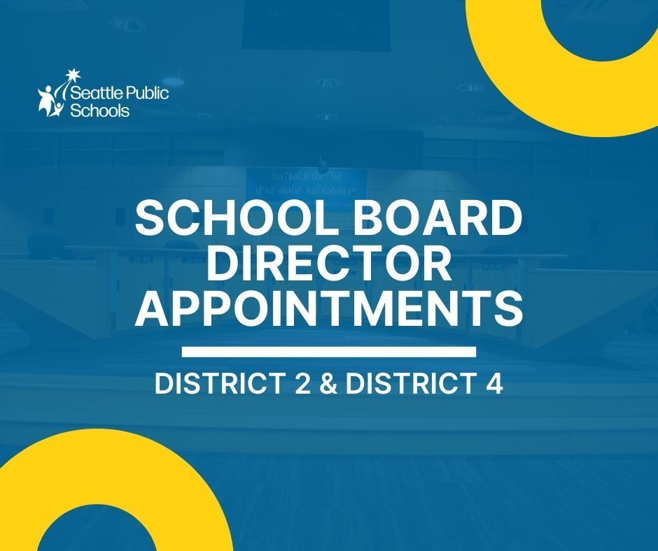 The Seattle School Board is appointing new directors to fill District 2 and District 4 director vacancies. The appointment process is now open. All interested candidates should apply by Feb. 25.Find complete details at: buff.ly/4bvLj0J