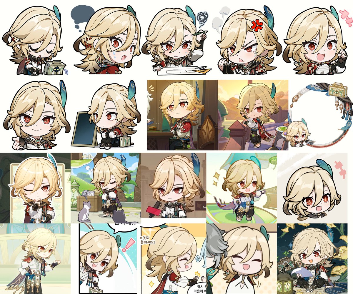 kavemira's tweet photo. every single official kaveh chibi https://t.co/BkfiIwdilO