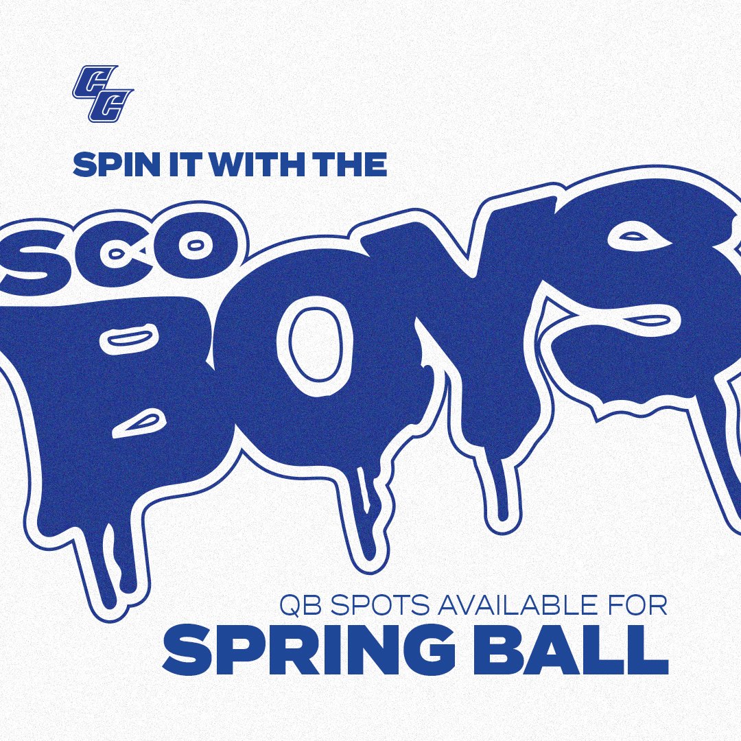 QB spots available for upcoming Spring Ball. Enroll in 2nd 8 weeks and come spin it with the #ScoBoys 

DM us or email at cisco.football@cisco.edu