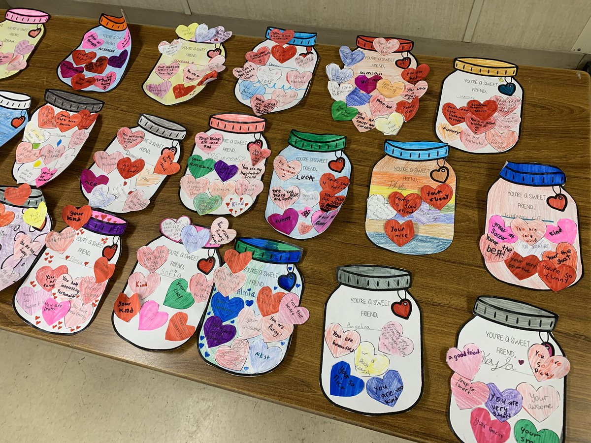 MsMatulic's tweet photo. Spreading the love today in celebration of Valentine’s Day! 💖💌 Students placed a positive message or compliment in their friend’s love jar 💘 https://t.co/MLo6Cqj2Ss