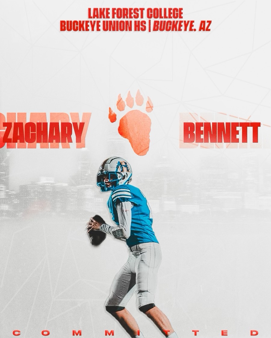 Zachary Bennett (@zbennett2024) on Twitter photo I am excited to announce I have committed to play football at Lake Forest College. Go Foresters! <a href="/LFC_FOOTBALL/">Jim Catanzaro</a> <a href="/Acyclebroken/">David V.M. Kennedy</a> <a href="/CoachPuniEllis/">Puni Ellis</a> <a href="/CoachPerrone/">Coach Perrone (My Recruits)</a> #myrecruits #BestQBEverAcademy <a href="/HawksUnion/">Buckeye Union Hawks Athletics</a> <a href="/hawksfbclub/">Buckeye Hawks Football</a> I am excited to announce I have committed to play football at Lake Forest College. Go Foresters! <a href="/LFC_FOOTBALL/">Jim Catanzaro</a> <a href="/Acyclebroken/">David V.M. Kennedy</a> <a href="/CoachPuniEllis/">Puni Ellis</a> <a href="/CoachPerrone/">Coach Perrone (My Recruits)</a> #myrecruits #BestQBEverAcademy <a href="/HawksUnion/">Buckeye Union Hawks Athletics</a> <a href="/hawksfbclub/">Buckeye Hawks Football</a>