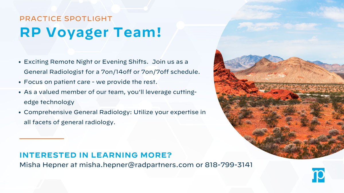 HepnerMish's tweet photo. Radiologists, set sail on an overnight voyage w/ Radiology Partners Voyagers!
Premium pay: up $580K 7o/7o
Tailor your schedule, Secure priority shift assignments, onsite and remotely.
Come aboard now!
https://t.co/PbM0EBBwdu
#Radiology #Radjobs #telerad https://t.co/3arQaJTcn6