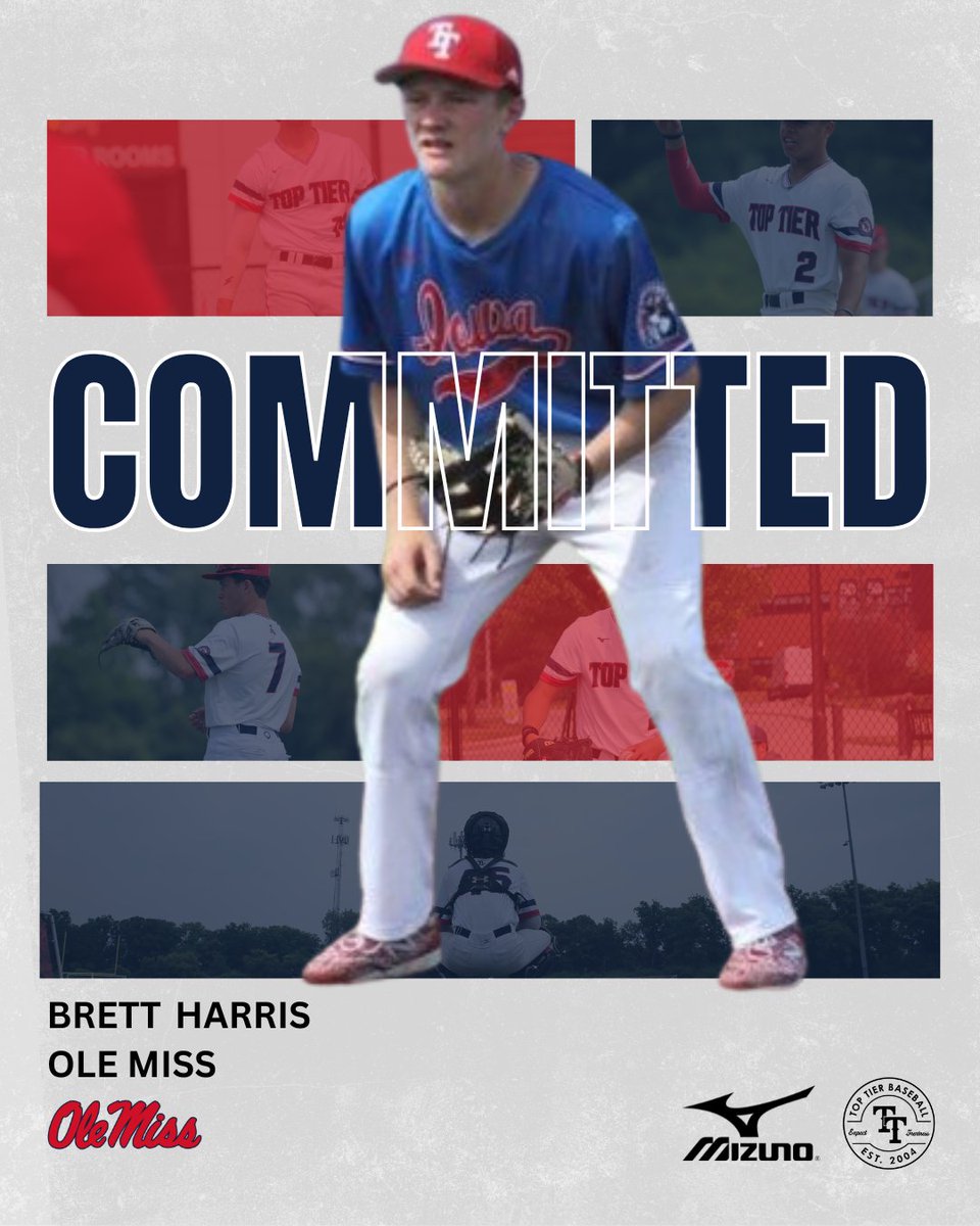 🔥🏆Highlighting our D1 commitments, we start off with 2026 Brett Harris, committed to Ole Miss! Brett is a sophomore at Western Dubuque HS, left-handed hitting outfielder and catcher. He has already won 2 Iowa HS State Championships! #RollTier @TopTierBaseball @Brett_Harris07