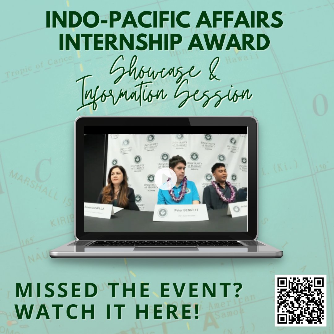 🎉 Missed our event yesterday? No worries! Catch up on our Indo-Pacific Internship Award Showcase & Info Session online! 🌐✨

Check out the session now by clicking the link here: buff.ly/3SXeaUc

#InternshipOpportunities #UHManoa #IndoPacificAffairs