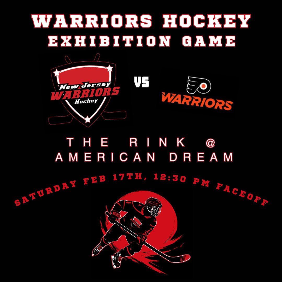 New Jersey Warriors (@njwarriorshc) on Twitter photo Exhibition game this Saturday against the Philadelphia Warriors at American Dream. Puck drop 12:30. Come fly with us. <a href="/njdevils/">New Jersey Devils</a> <a href="/americandream/">American Dream</a> <a href="/flyerswarriors/">Philadelphia Flyers Warriors</a> #warriors #njwarriors #warriorshockey #americandream #veterans #militaryveterans Exhibition game this Saturday against the Philadelphia Warriors at American Dream. Puck drop 12:30. Come fly with us. <a href="/njdevils/">New Jersey Devils</a> <a href="/americandream/">American Dream</a> <a href="/flyerswarriors/">Philadelphia Flyers Warriors</a> #warriors #njwarriors #warriorshockey #americandream #veterans #militaryveterans