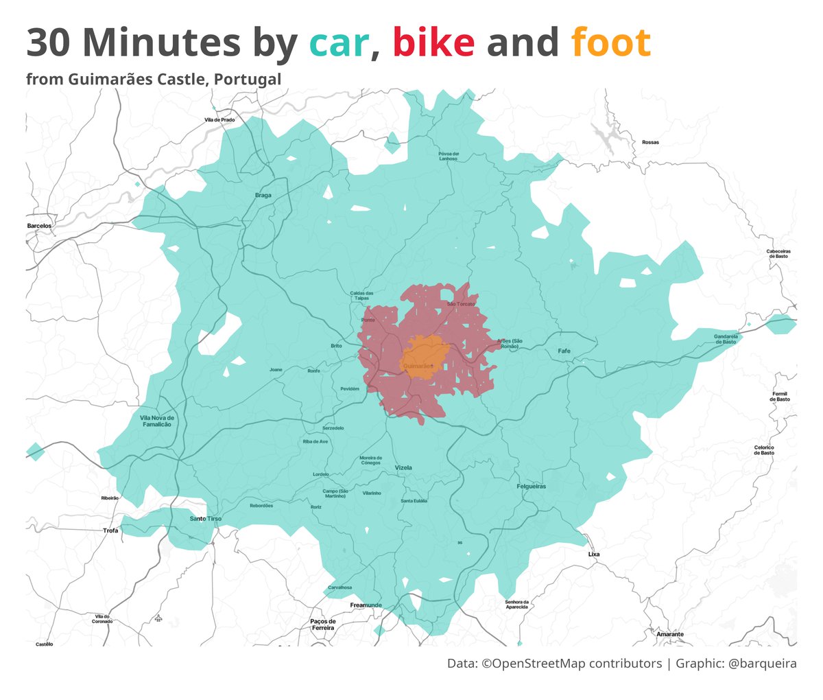 Statistics Of Portugal (@statsofportugal) on Twitter photo How far can one drive, cycle, and walk from the Castle of Guimarães ("Portugal Was Born Here") in 30 minutes?
Credits to <a href="/VictimOfMaths/">Colin Angus</a>
Data: <a href="/ProjectOSRM/">Project OSRM</a> via {osrm}
#rstats #Portugal #dataviz #rspatial How far can one drive, cycle, and walk from the Castle of Guimarães ("Portugal Was Born Here") in 30 minutes?
Credits to <a href="/VictimOfMaths/">Colin Angus</a>
Data: <a href="/ProjectOSRM/">Project OSRM</a> via {osrm}
#rstats #Portugal #dataviz #rspatial