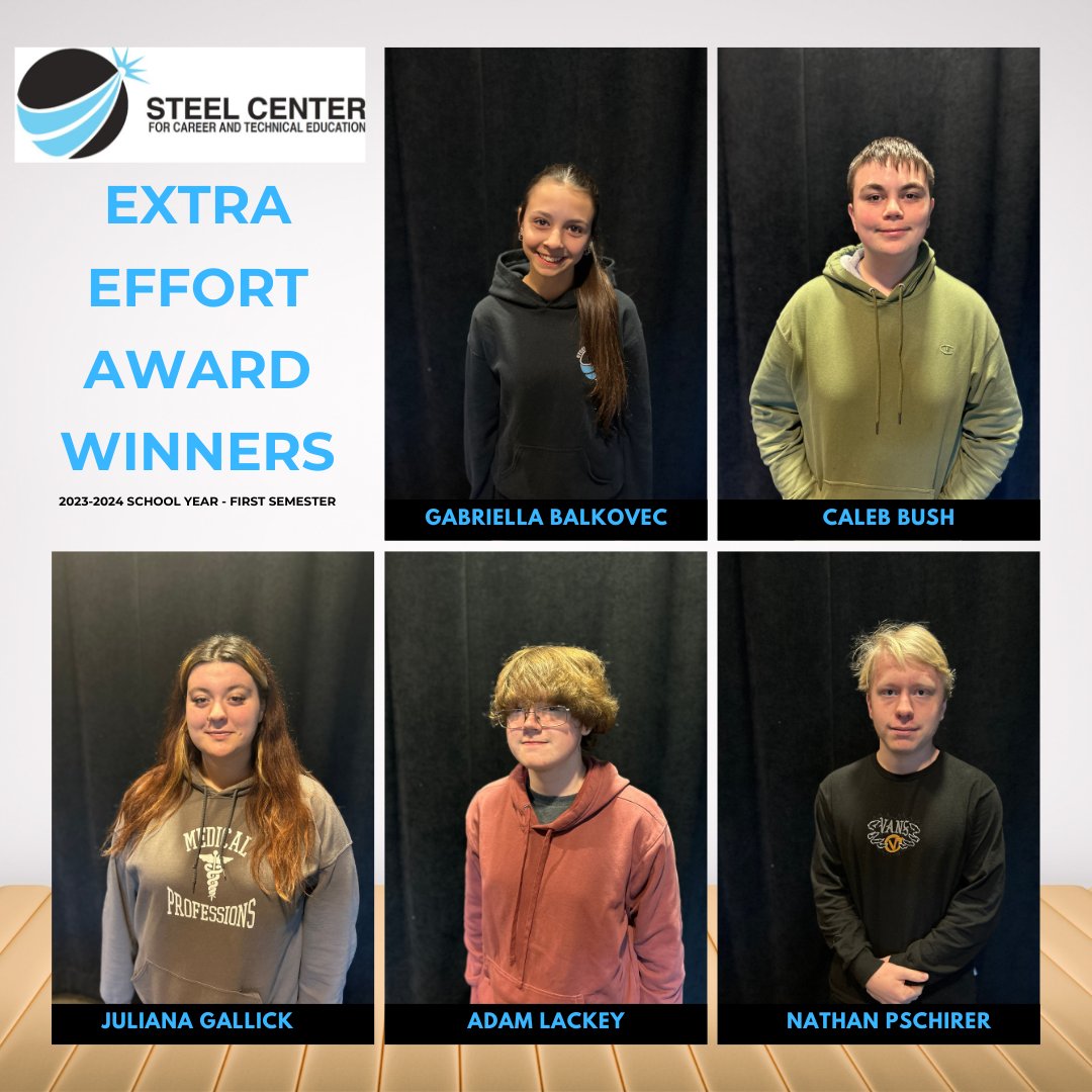bpsdinfo's tweet photo. Five Bethel Park High School students who attend the Steel Center for Career and Technology Education have been named Extra Effort Award winners for the first semester of the 2023-2024 school year.

Full Story
https://t.co/a5R0NgwUrU
#bpproud https://t.co/czKXPfxPiB