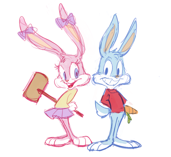 Sharing a past simple sketch I did of Babs and Buster Bunny from Tiny Toon Adventures 🎵 #TinyToons #cartoon