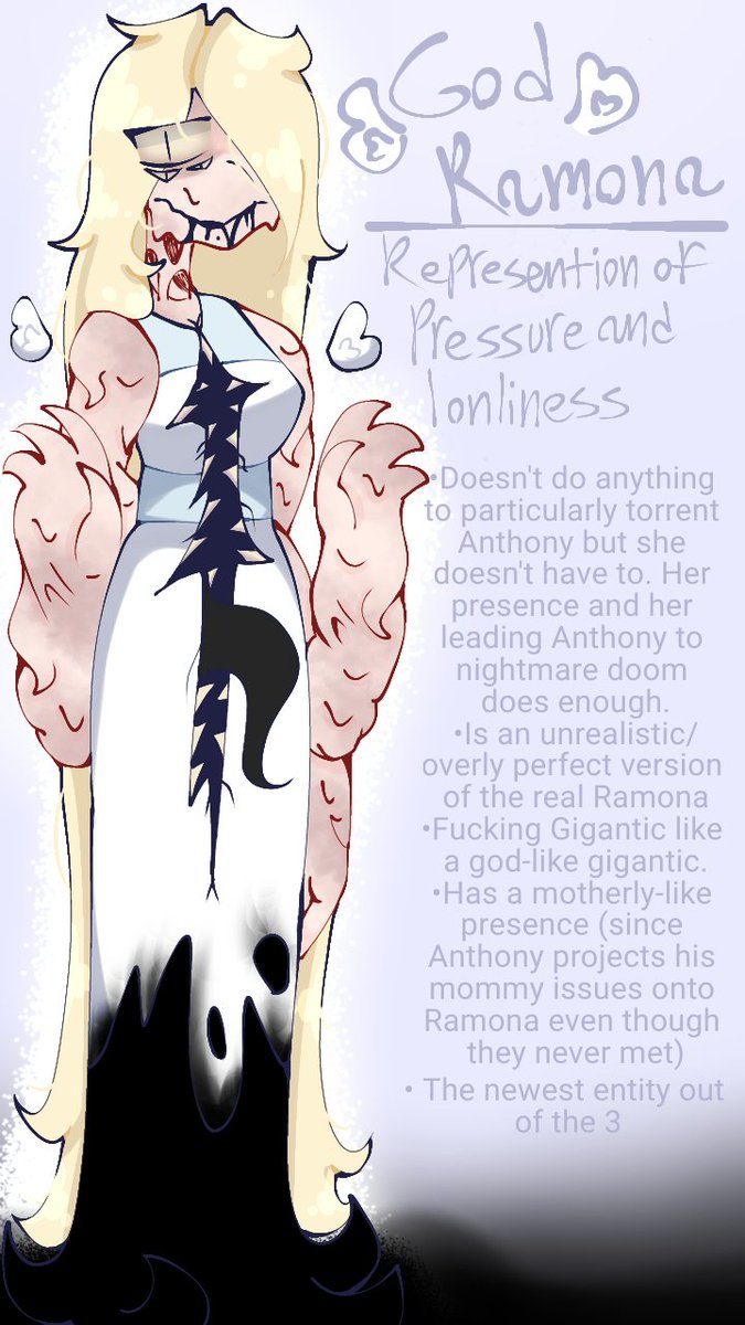 InkyEvergreen's tweet photo. Tw body horror :
New AU lore just dropped. Meet God Ramona! The embodiment of Pressure and loneliness and is one of Anthony's sleep paralysis demon! 1/3
#musearg #happymeatfarms #dftm #dltfu #dontletthemfindus #alexbale #Ramonabynes #AU #museargau https://t.co/Un5zou7Xxy