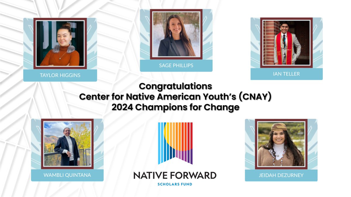 Congratulations to all the honorees of the Center for Native American Youth’s (CNAY) 2024 Champions for Change! 

#NativeForward #ChampionsforChange2024 #NativeYouth #IndianCountry #NativeEducation #NativeTwitter
