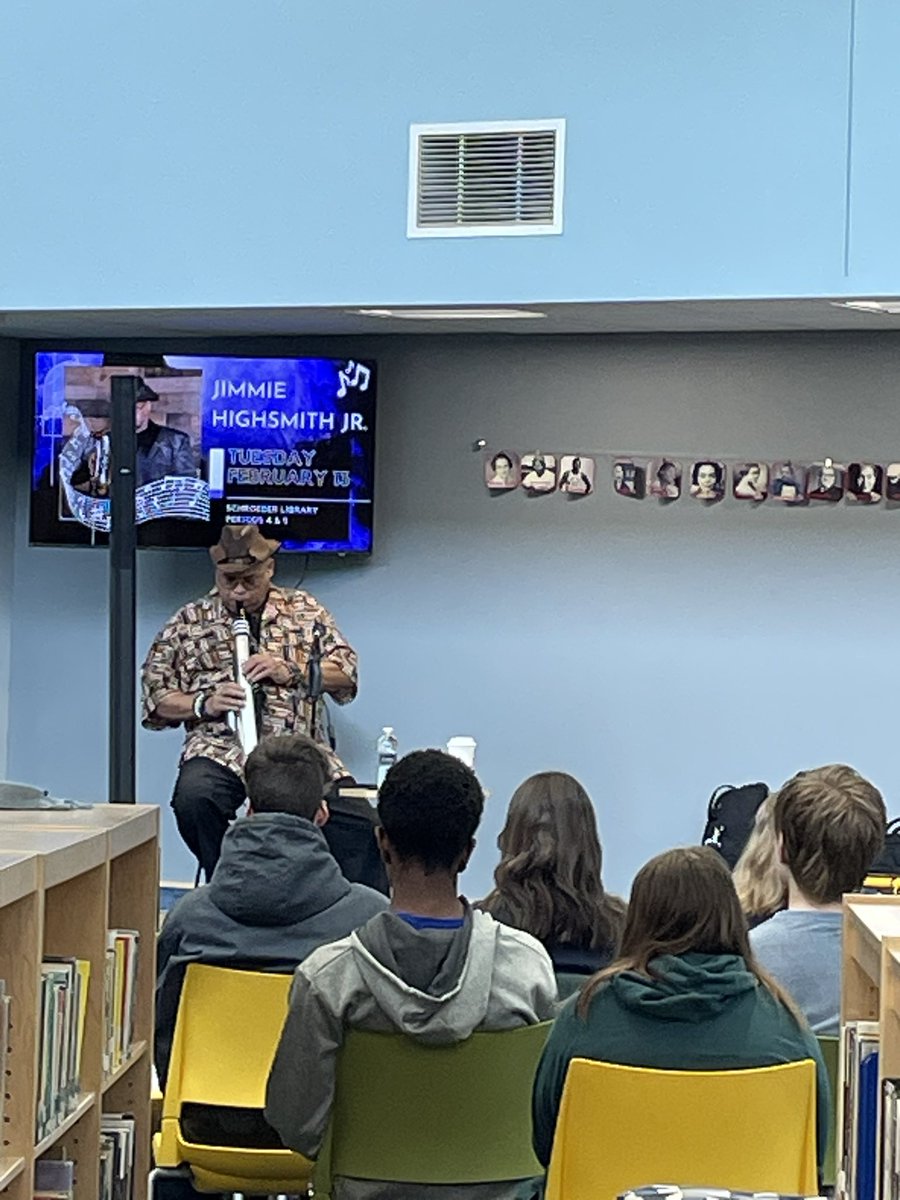 We were thrilled to cosponsor a campus visit with the very talented Jimmie Highsmith Jr! The students / staff loved hearing him play his aerophone. Jimmie is a local Grammy nominated jazz musician and Eastman teacher. @GOALisGreat @SchroederHS @WSHSLMC