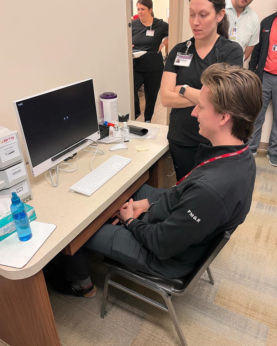 Therapy lecture block. This week's focus  was vision and vestibular rehab and residents are getting some first hand experience! #visionrehab #vestibularrehabilitation