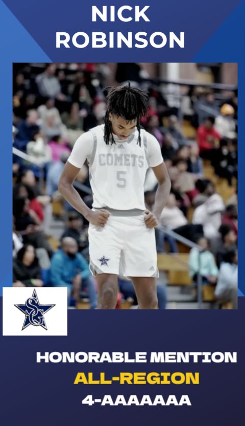 Congratulations to <a href="/SGHSBasketball/">South Gwinnett Hoops</a> Senior <a href="/nick_robinson05/">Nicholas Robinson</a> for being named Region 4, 7A All-Region Honorable Mention in the toughest region in GA! As team captain, Nick is a lockdown defender, sniper, and does all the little things that coaches love in a player!!
