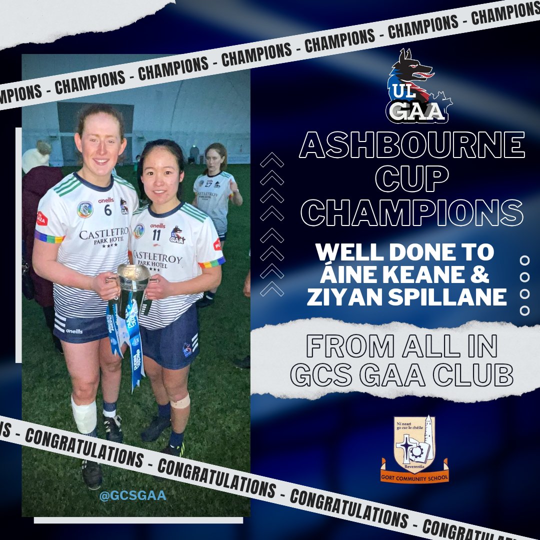 Well done to former GCS GAA Club stars Aine Keane & Ziyan Spillane on winning the Ashbourne Cup with @ul_gaa We are very proud of you both!👏👏 @UL