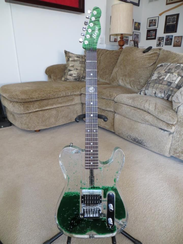 While doing research today on the guitar, I saw this acrylic guitar telecaster, I wonder this green liquid inside, is it real?? What do you think of this telecaster??  #teletuesday 

#guitar #telecaster