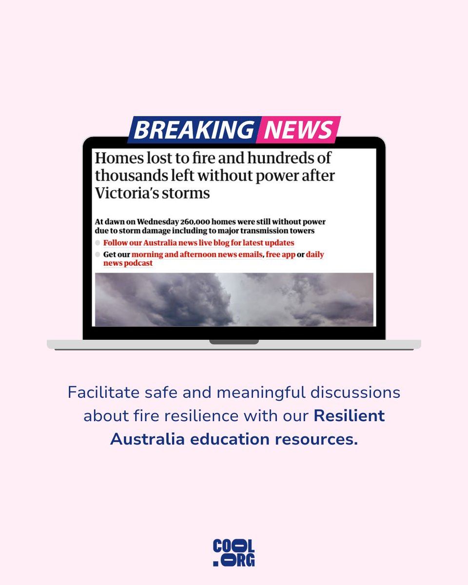 Are your students bringing up the fires and storms that hit Victoria yesterday? We have 6 units and 2 free PL courses made with @minderoo (Years 3 - 8) that help facilitate a discussion about fire resilience in a safe and meaningful way. Grab them here: go.cool.org/3UEsNwU