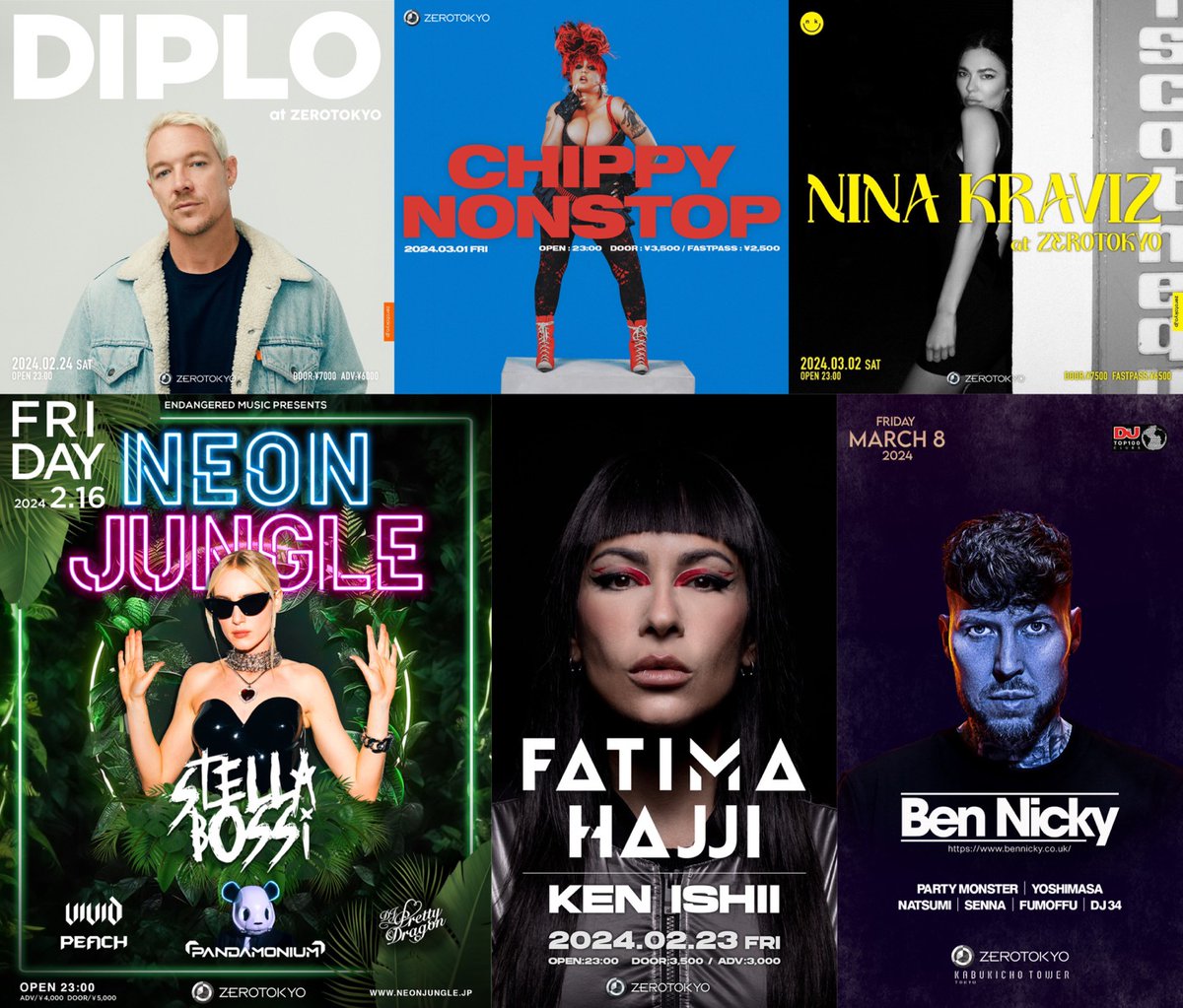The_FirstTimesN's tweet photo. 新宿・歌舞伎町「ZEROTOKYO」に一流DJ/アーティストが続々と来日
#StellaBossi #FatimaHajji #KENISHII #Diplo #CHIPPYNONSTOP #NINAKRAVIZ #BenNicky
#THEFIRSTTIMES
@ZEROTOKYO_JAPAN
▼写真・記事の詳細はこちら
https://t.co/DkFZgXxZ33 https://t.co/41tpnIpPPK