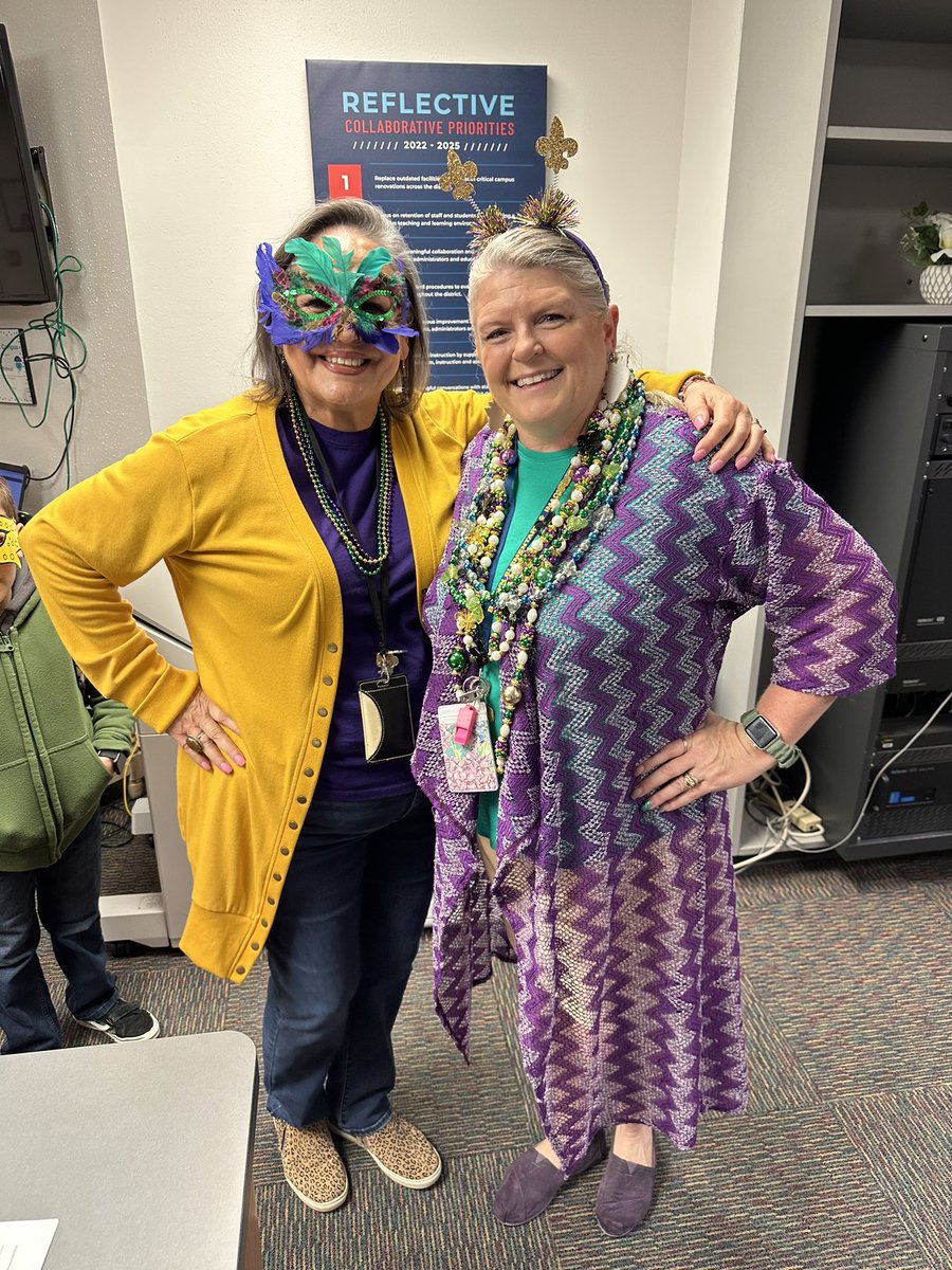 Celebrating Mardi gras with staff and students today!