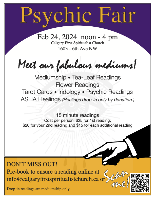 Tell your friends and family to come on down to our Psychic Fair!