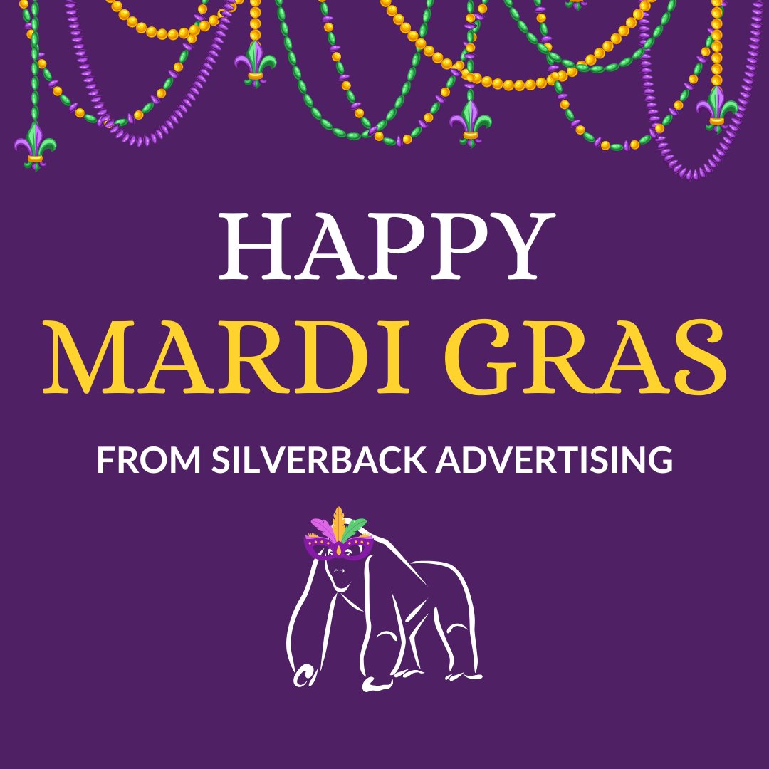silverbackad's tweet image. Laissez Les Bons Temps Rouler - “Let the Good Times Roll”! Happy Mardi Gras from SilverBack Advertising! ⚜️🎭