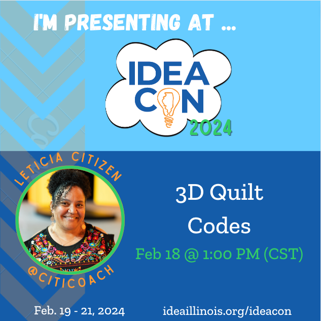 CitiCoach's tweet photo. ✈️ From #NCCE in Seattle to #IDEAcon in Schaumbaug...
⏳ We are < a week away from fun-filled days which include me joining learning spaces w/fam, thought-partners, & friends.
@ideaillinois #3DQuiltCodes #HyperDocs #BIPOCEducators @SJEducate @educatoralex @ToutouleNtoya https://t.co/162TJqDxcg