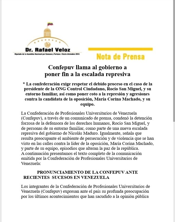 Rafaelvelozg's tweet photo. Confepuv llama al gobierno a
poner fin a la escalada represiva.
#13Feb #14Feb https://t.co/Dsagni9uzl