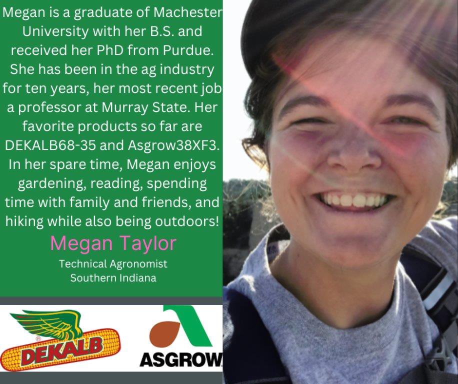 Hey, hey we’ve got a new #TeamMemberTuesday! 🤩

Let’s welcome our newest member to the team, Megan Taylor, who has taken the position of Southern Indiana Agronomist. We are so excited to have her! 👏🏻🌽

#SeedsThatSucceed #WinningHasRoots #BayerUp