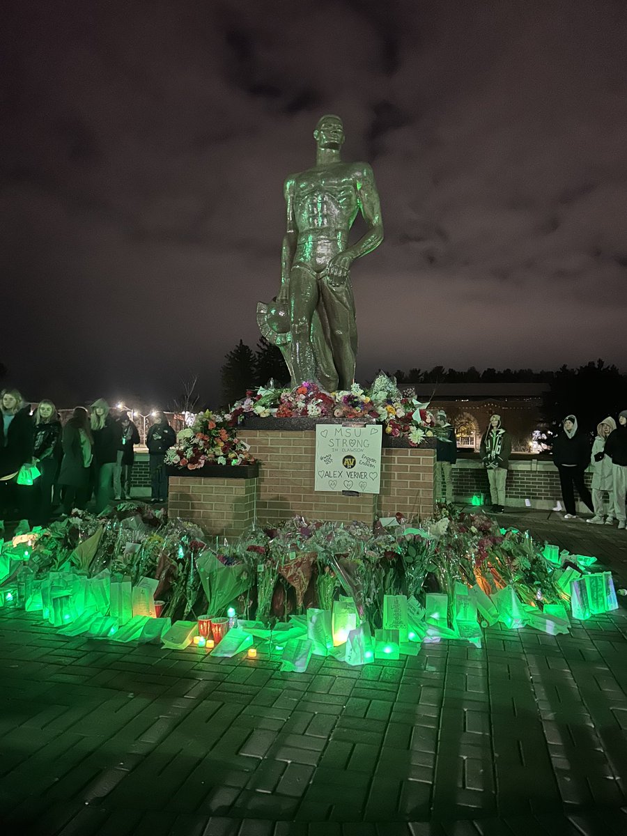 Spartan Nation, we grieve together. We cope together. We grow together. We will get through this as a community.

February 13, 2023 will never be forgotten. Brian Fraser, Alexandria Verner, and Arielle Anderson will never be forgotten. #SpartanStrong 🕊️🕊️🕊️💚🤍