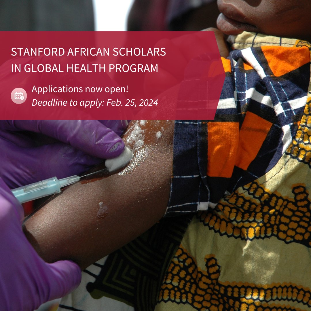 Ready to make a difference in #GlobalHealth? Applications for the Stanford African Scholars in Global Health Program are open until Feb. 25! Learn more &amp; apply: stanford.io/3OD7GaM
