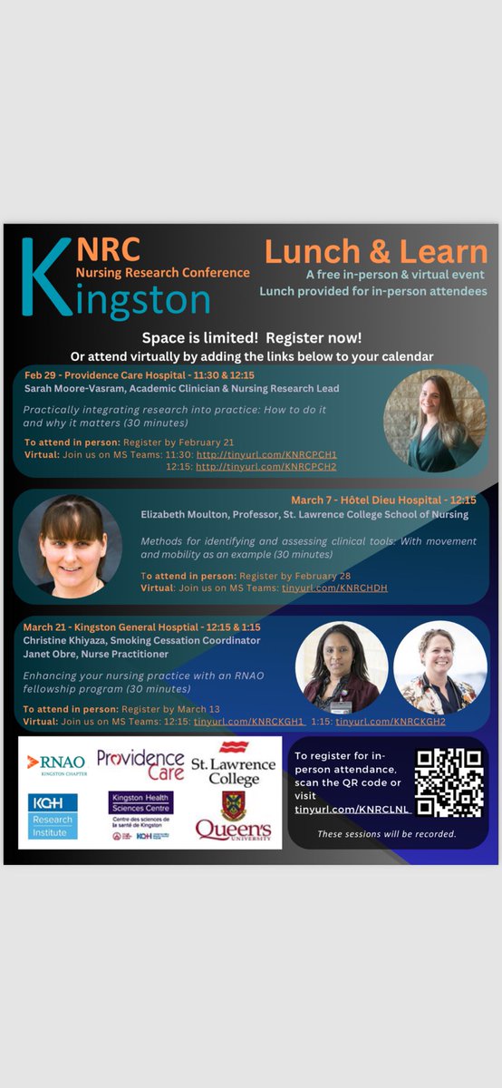 Lunch and Learn! Register here, spots are limited eventbrite.ca/e/new-in-2024-… #nursingresearch