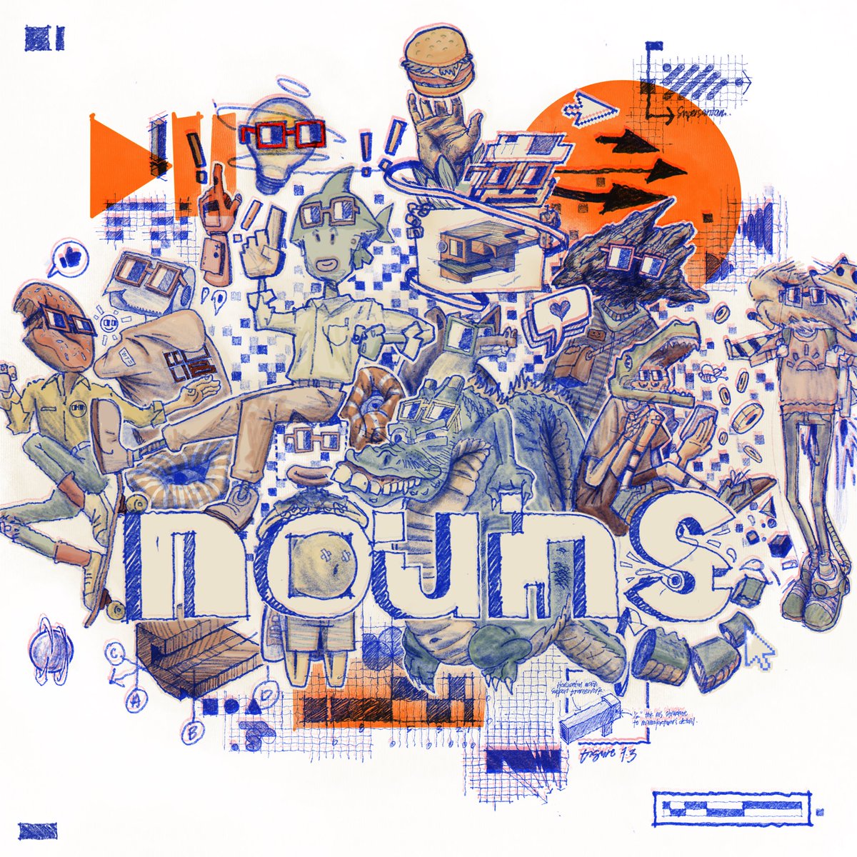 And here are some progress shots! 

Sketch,drawn and coloured by hand on paper and procreate!

#cc0lib #NounsDao #PropHouse