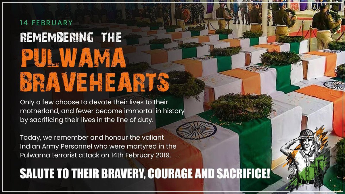 On this solemn day, let’s honor the memory of the 40 CRPF bravehearts who tragically lost their lives in the deadliest #Pulwama attack. Their sacrifice serves as a stark reminder of the ongoing battle against terrorism. We stand united in solidarity with their families. #CRPF…