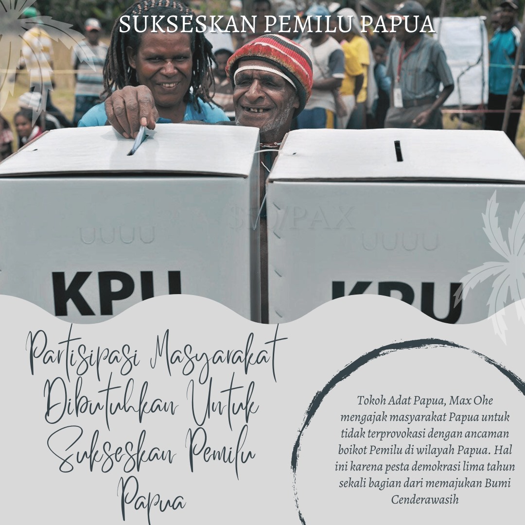 Jangan golput dan jangan terprovokasi! Seluruh masyarakat Papua harus menyalurkan hak pilihnya
#Papua #PapuaIndonesia #PemiluPapua #Pemilu #PemiluDamai #JanganGolput.