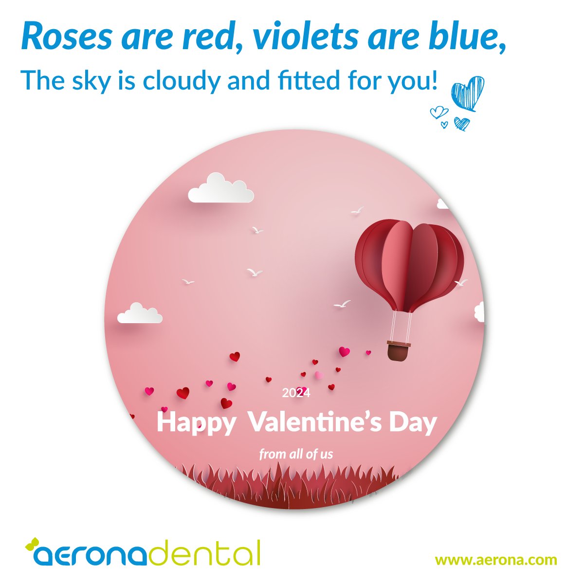 We at AeronaDental wish you a day filled with love, happiness and the things you cherish the most!
Happy Valentine’s Day from all at Aerona, your favourite cloud-based practice management software.