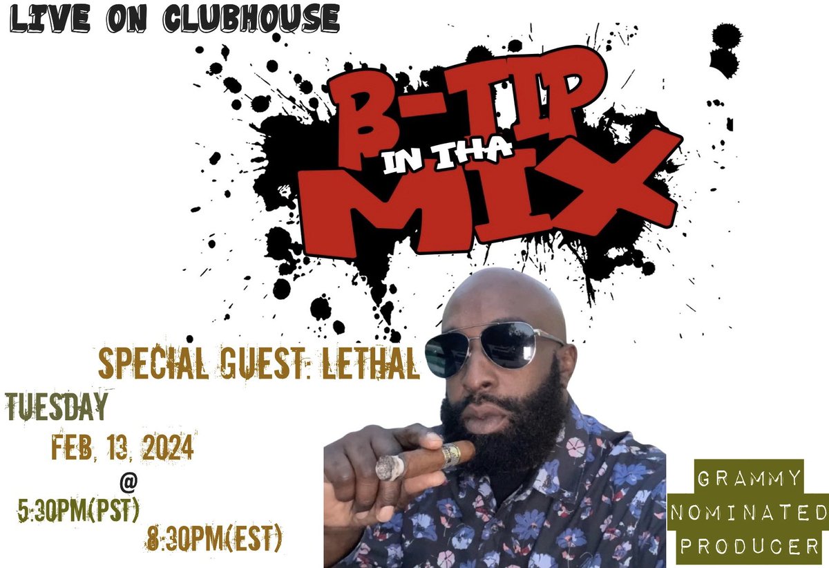 Start Time 3:47. GO! #lethal #mylifemusicgroup #btipinthamix #podcast Listen @ clubhouse.com/room/m2QZJnnz?…