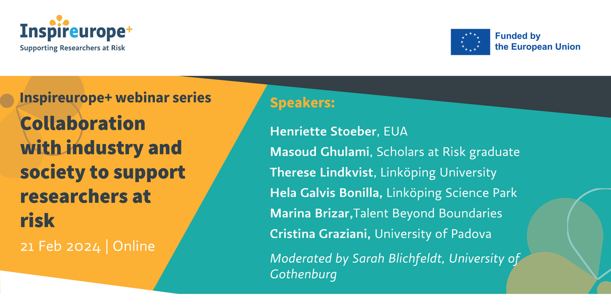 .@Inspire_MSCA webinar offers perspectives on the labour market and opportunities for researchers that consider embarking on a career path outside of academia. 📅 21 February, 14:00 CET 🔗 bit.ly/3vZjxJN #EdChat @SAR_Europe @liu_universitet @TBBforTalent @UniPadova